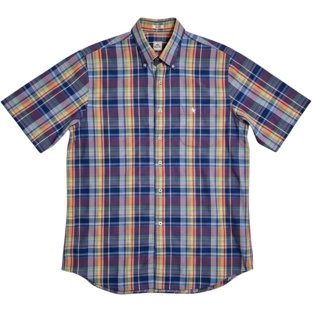 Peter Millar Men's Short Sleeve Madras Plaid Button Down Shirt Medium Multicolor